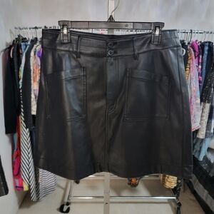 Madewell Black Faux Leather Skirt